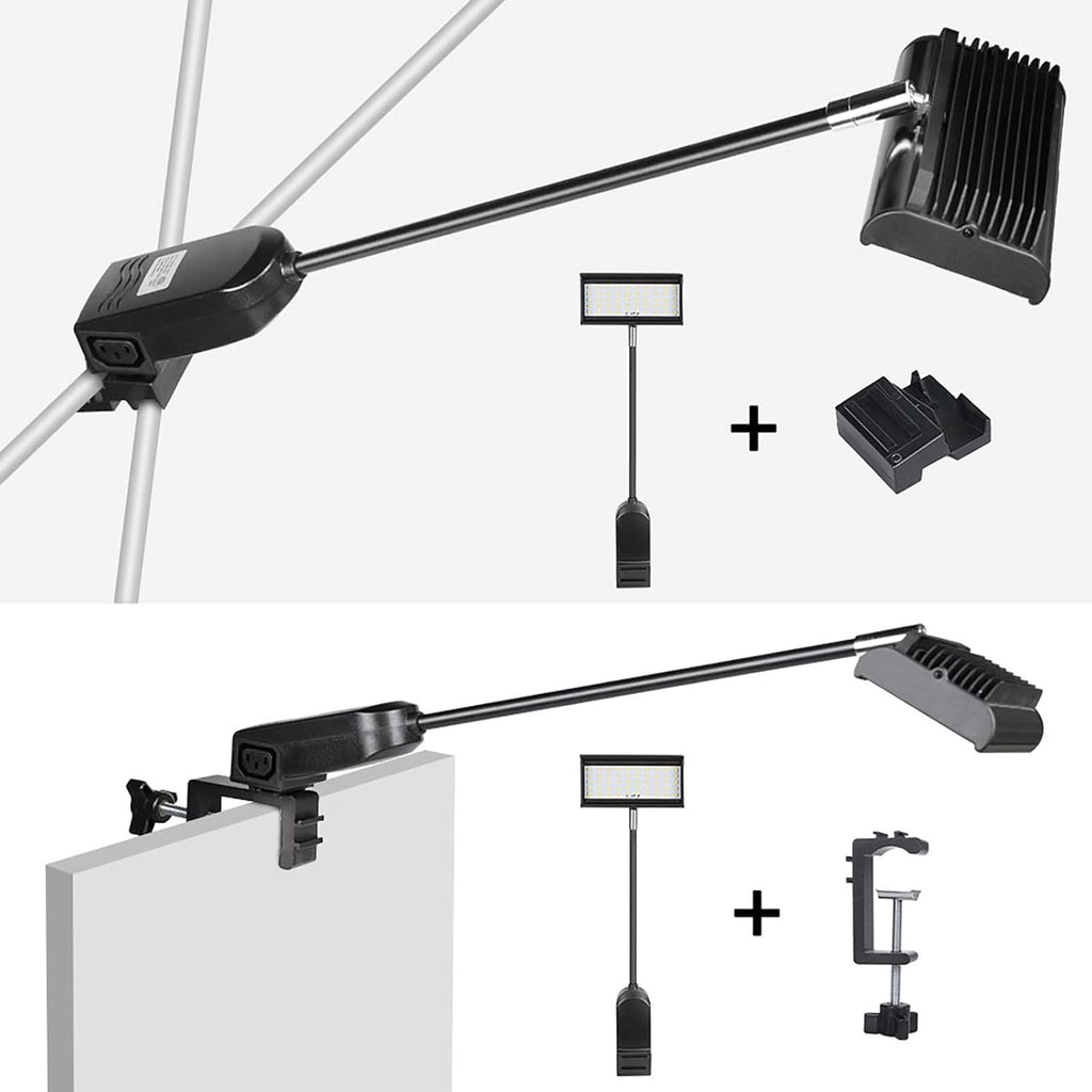 2pcs Black LED Trade Show Lights with Clamps, Mounting Brackets, Power Cables, Connect Cables X98338