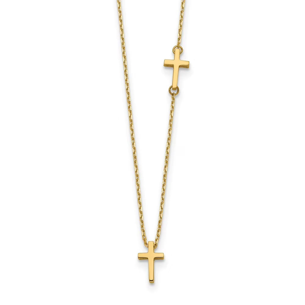 14k Gold Cross Pendant Necklace 18 Inch 5mm Wide B824