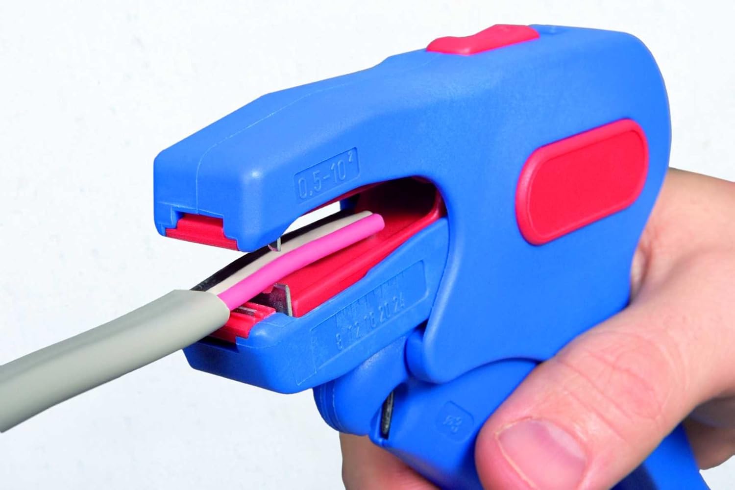 Automatic Wire Stripper for Flat Cable, 18-11 AWG (0.75-4.0 mm²), red/blue, Pack of 2 C71216