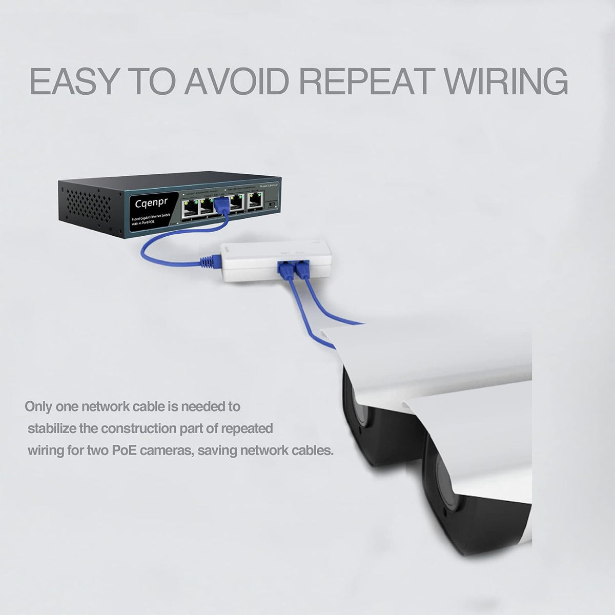 PoE Extend Switch, IEEE802.3af/at/bt, PoE++ BT Port 60W Output, Cascade 3-4 Times, Distance Extend 130M, Plug&Play O934