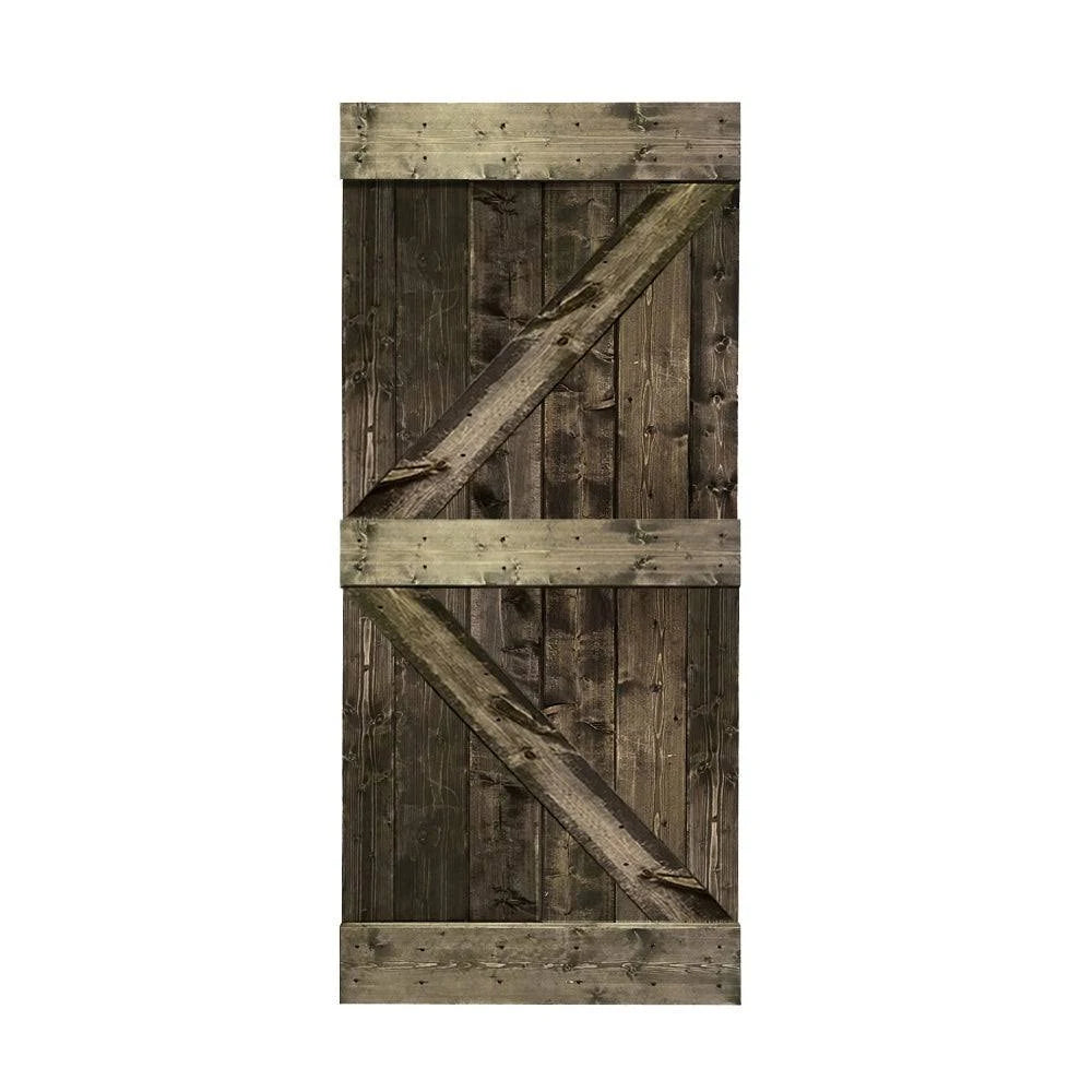 Stained Solid Pine Wood Interior Sliding Barn Door (Barn Red - 30 x 84) R73575
