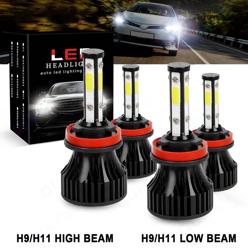 4pc 6000K White H9 H11 High/Low Beam Headlights W7752