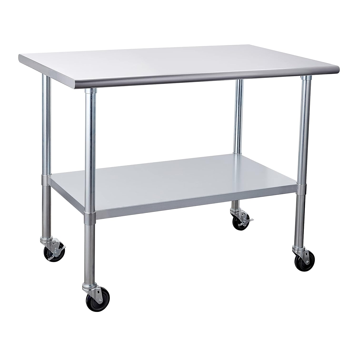 Stainless Steel Table 24 x 48 Inches with Caster Wheels and Undershelf K903321
