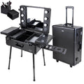 Salon Makeup Train Case Cosmetic Rolling Organizer Table LED Light O770702