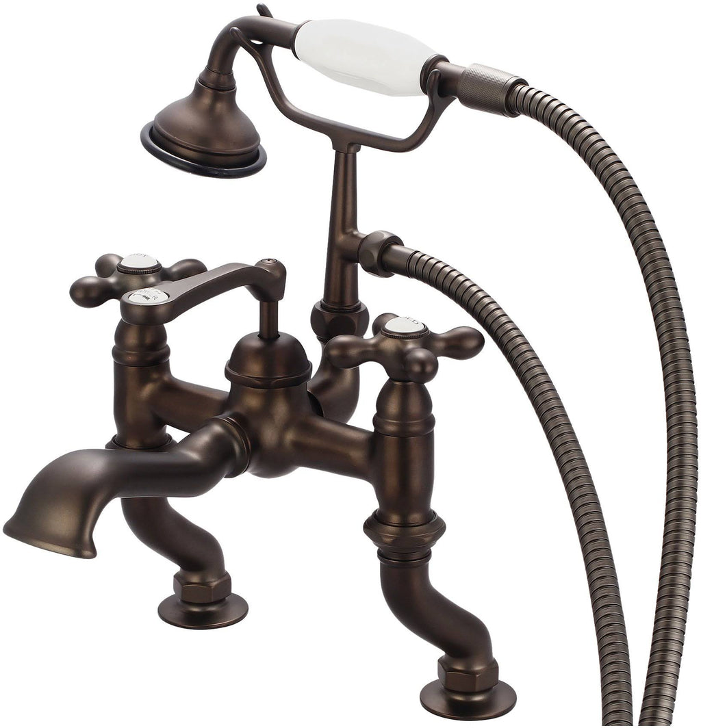 Adjustable Center Deck Mount Tub Faucet with Handheld Shower P622