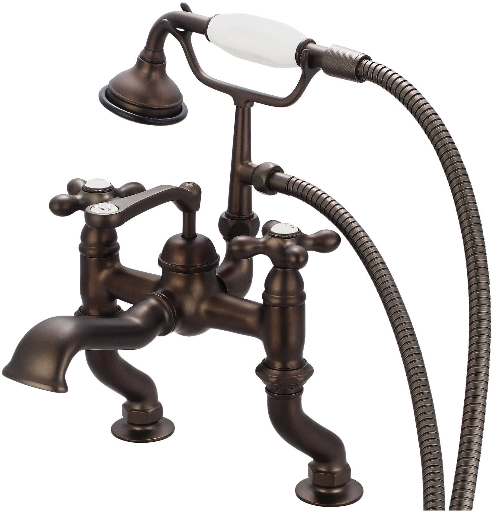 Adjustable Center Deck Mount Tub Faucet with Handheld Shower P622