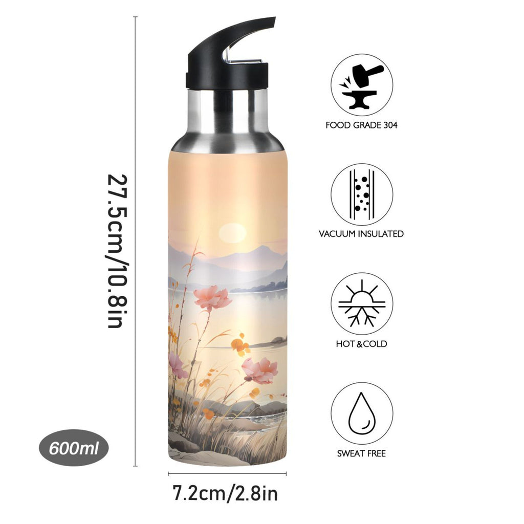 Stainless Steel Insulated Thermos Vacuum Flask Water Bottle with Straw Lid M5311