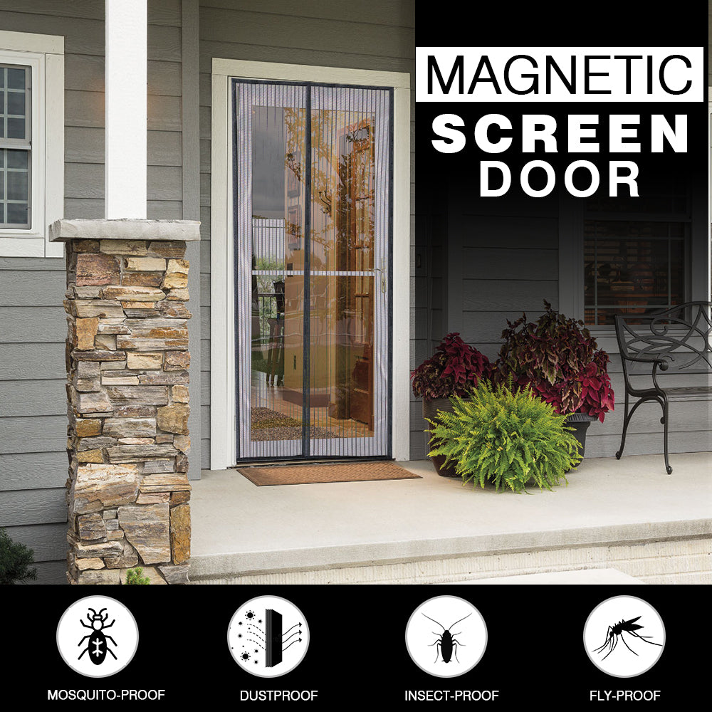 4 Pack Black Hands Free Auto Mesh Screen Net Anti Bug Fly with Magnets T37376