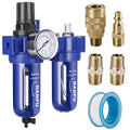 1/2 NPT Compressed Air Filter Regulator Lubricator, Zinc Alloy, 5 Micron Brass Element, 0-150 psi Gauge Q91971