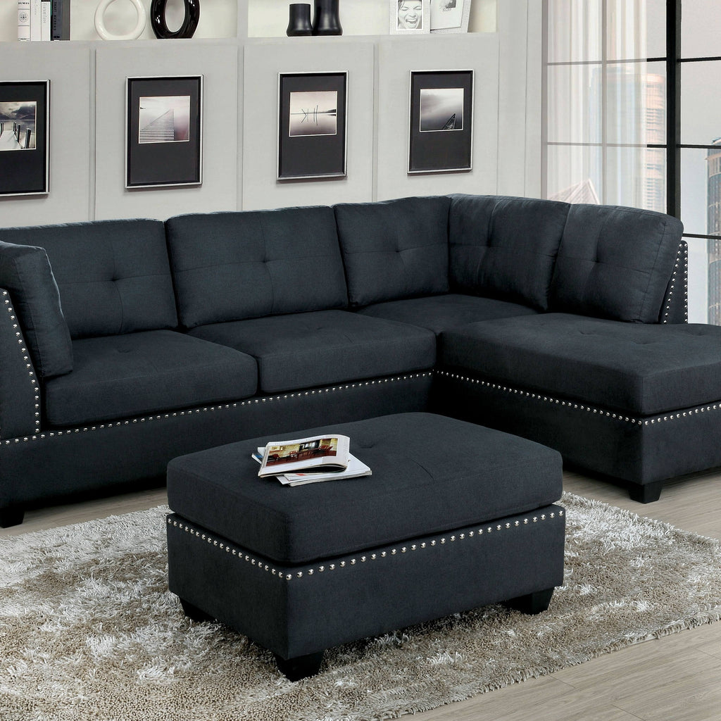 Grey Fabric Upholstered Ottoman H1618