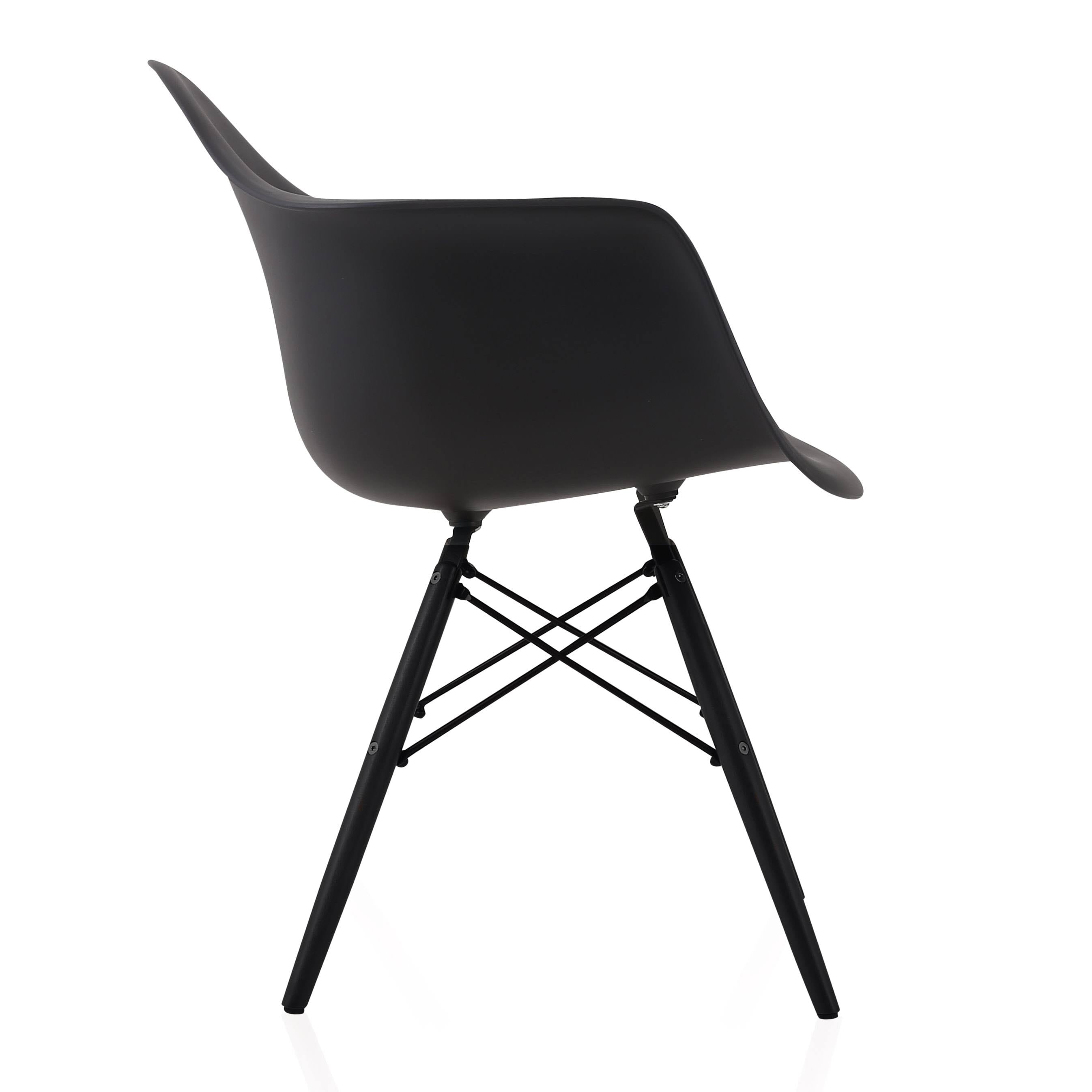 Set of 4 Black Molded Plastic Dining Arm Chair I151989