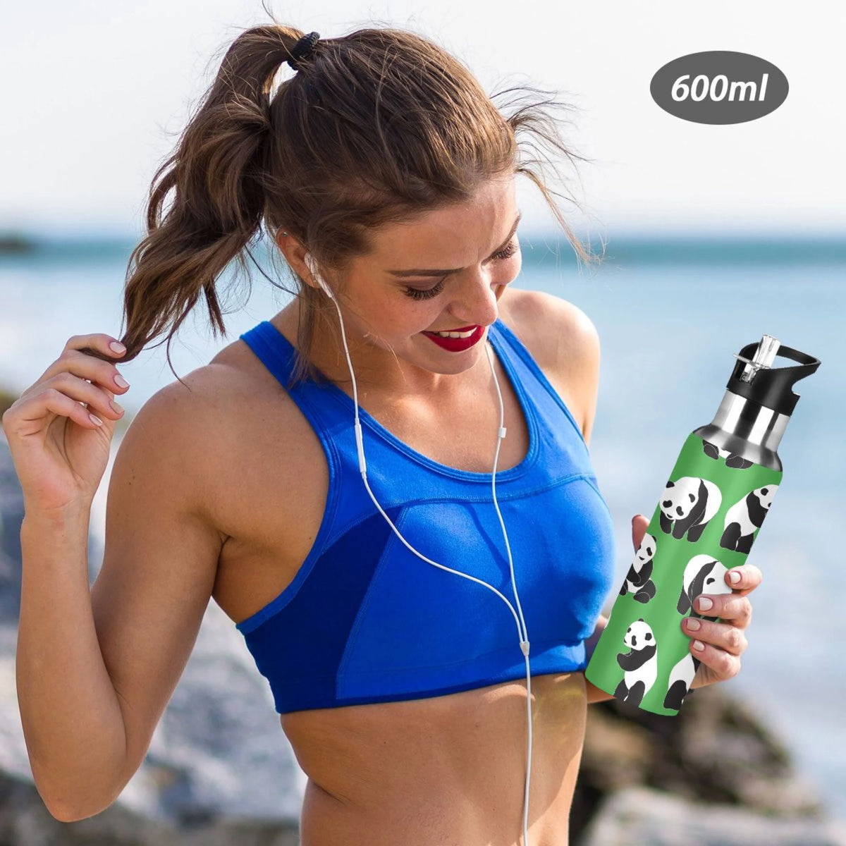 Green Stainless Steel Vacuum Insulated Water Bottle with Straw Lid 20 OZ I2280