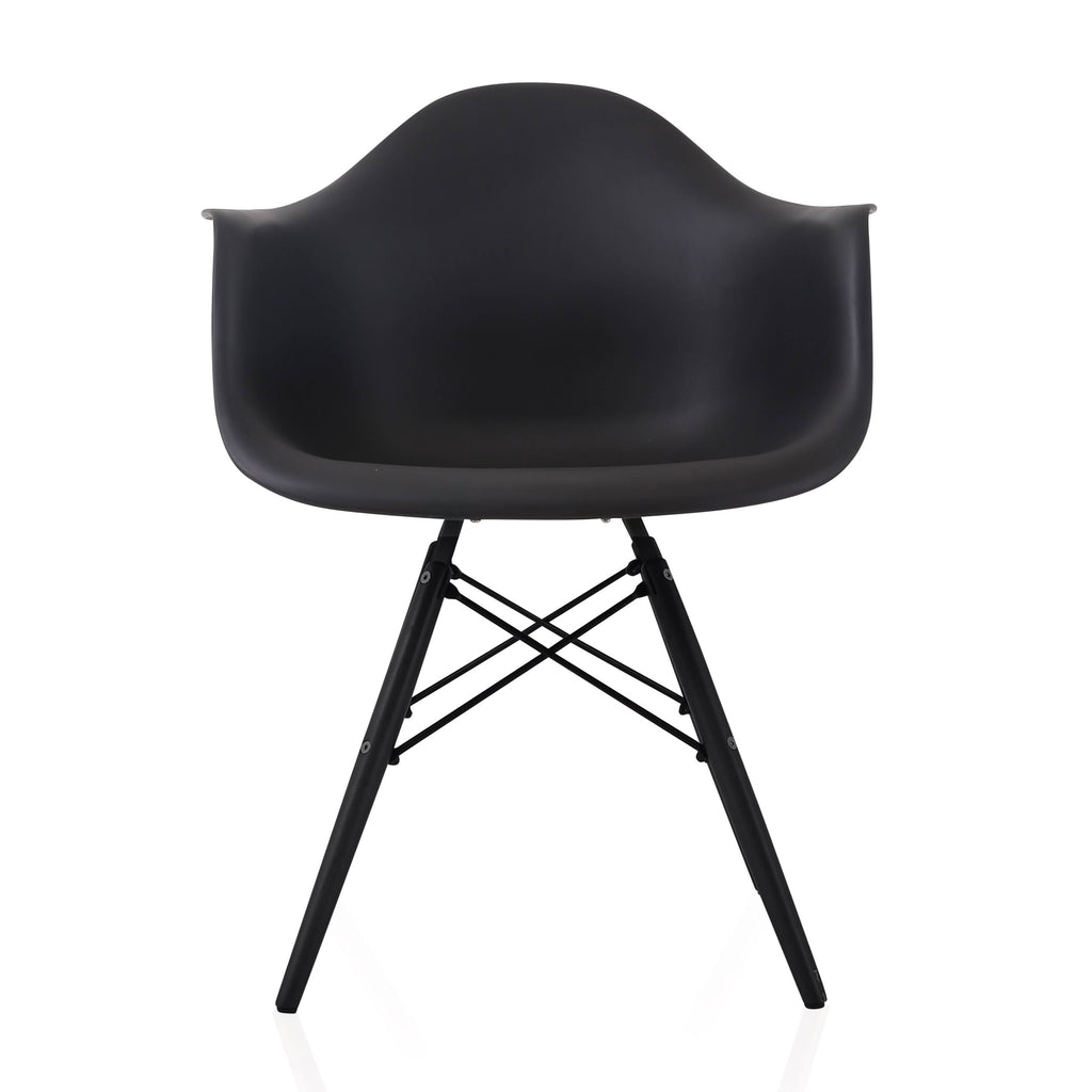 Set of 4 Black Molded Plastic Dining Arm Chair I151989