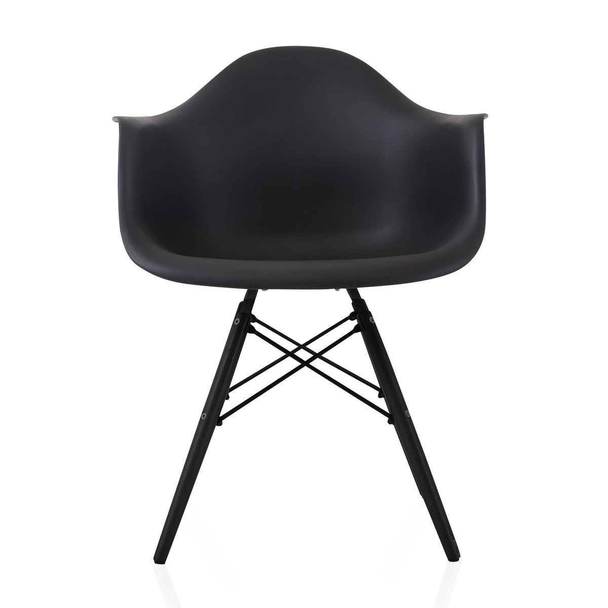 Set of 4 Black Molded Plastic Dining Arm Chair I151989