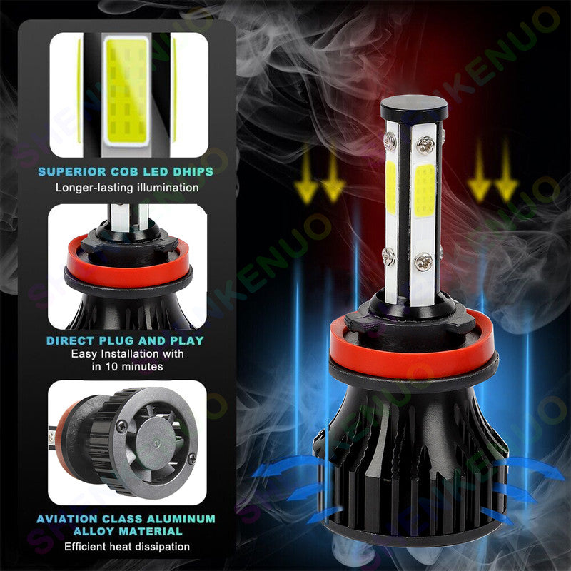 4pc 6000K White H9 H11 High/Low Beam Headlights W7752
