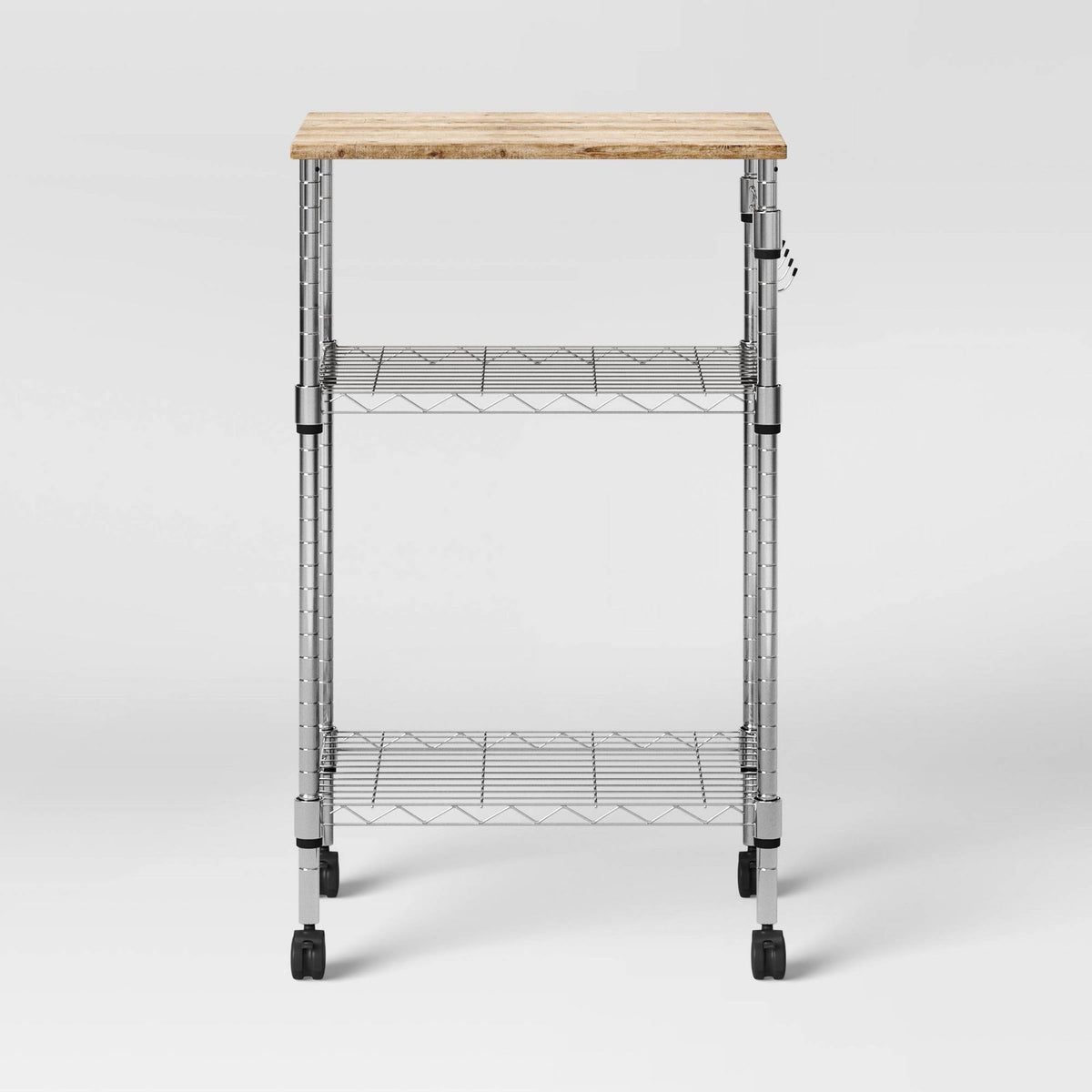 Microwave Cart with Wood Block Top Metal Y50938