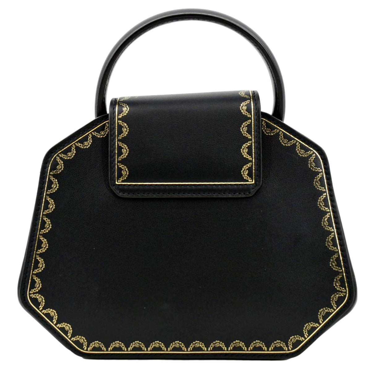 Black Calfskin Leather Top Handle Satchel Bag R50662