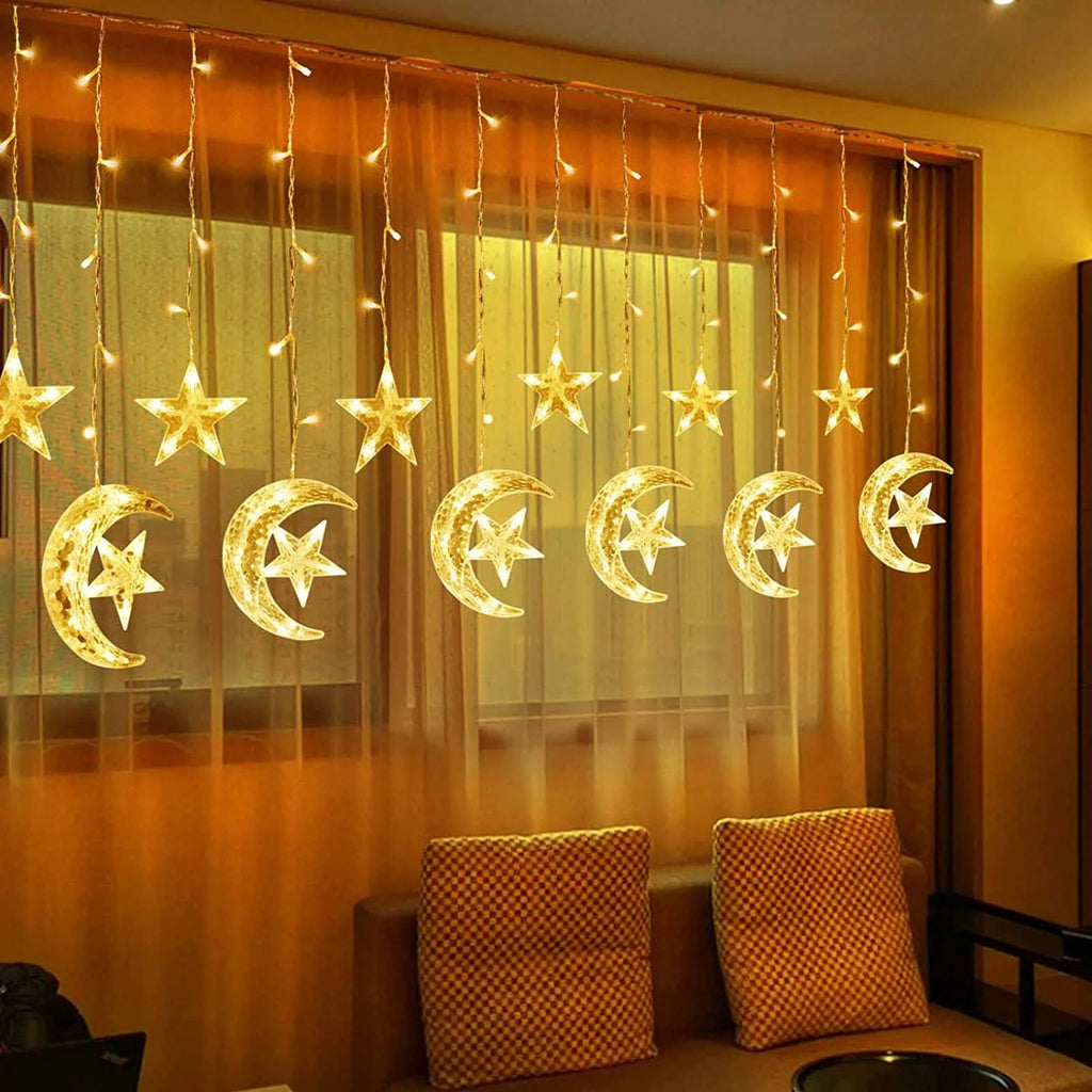 Warm White LED Curtain Lights with Remote Control J348093