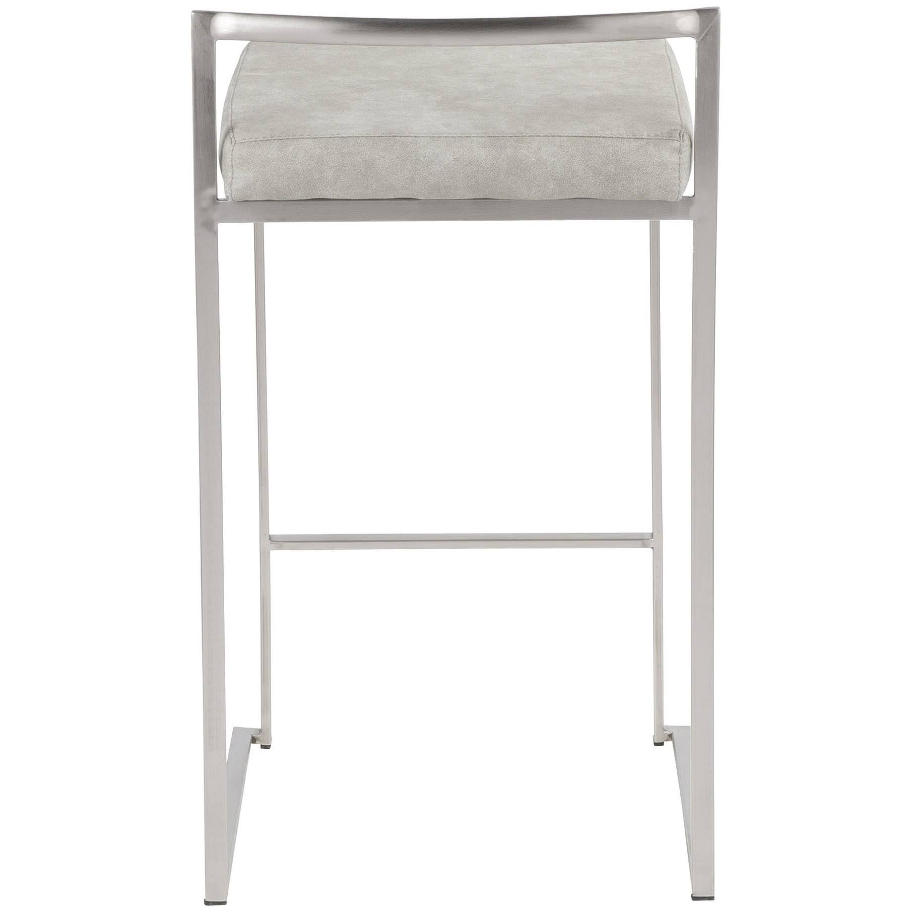 Counter Stool Set of 2 Stainless Steel Light Grey M790