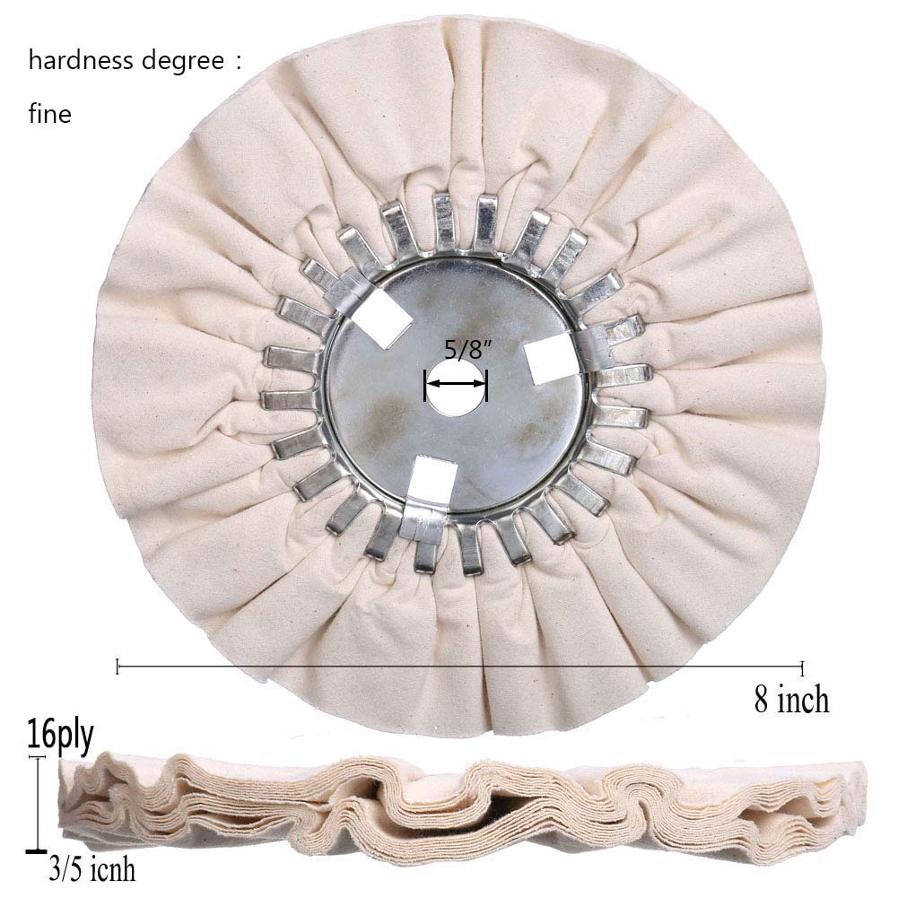 Airway Buffing Wheel Kit 7 PCs, 8" Diameter, 5/8" Arbor Hole, 16 Ply A18780