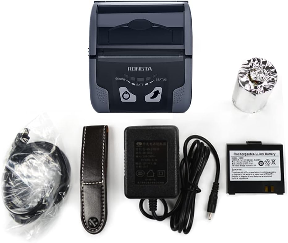 Portable Receipt Printer 58mm Direct Thermal Printer with Bluetooth USB, Grey, Pack of 2 O93310