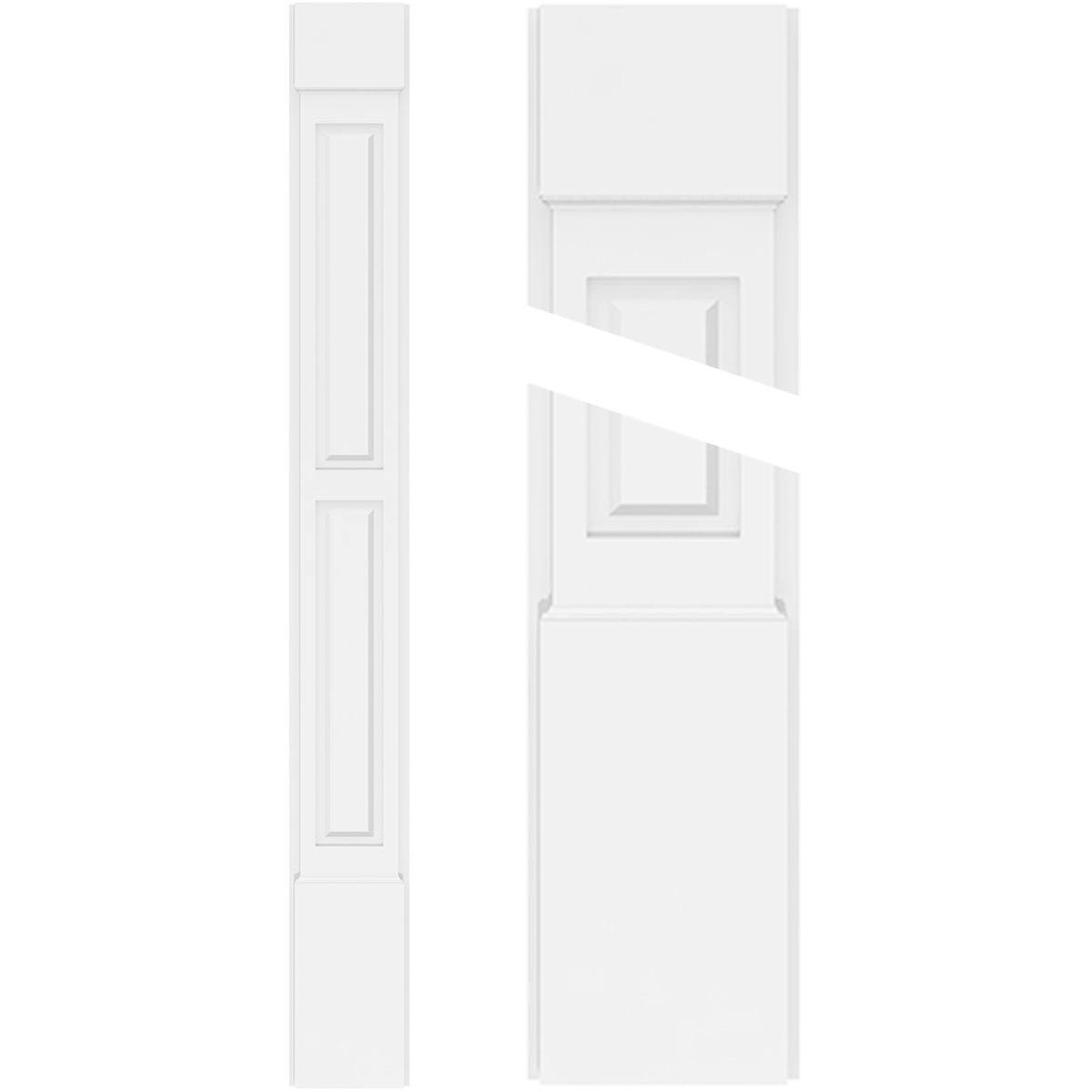 Two Equal Raised Panel PVC Pilaster with Capital and Base (Pair) H84196