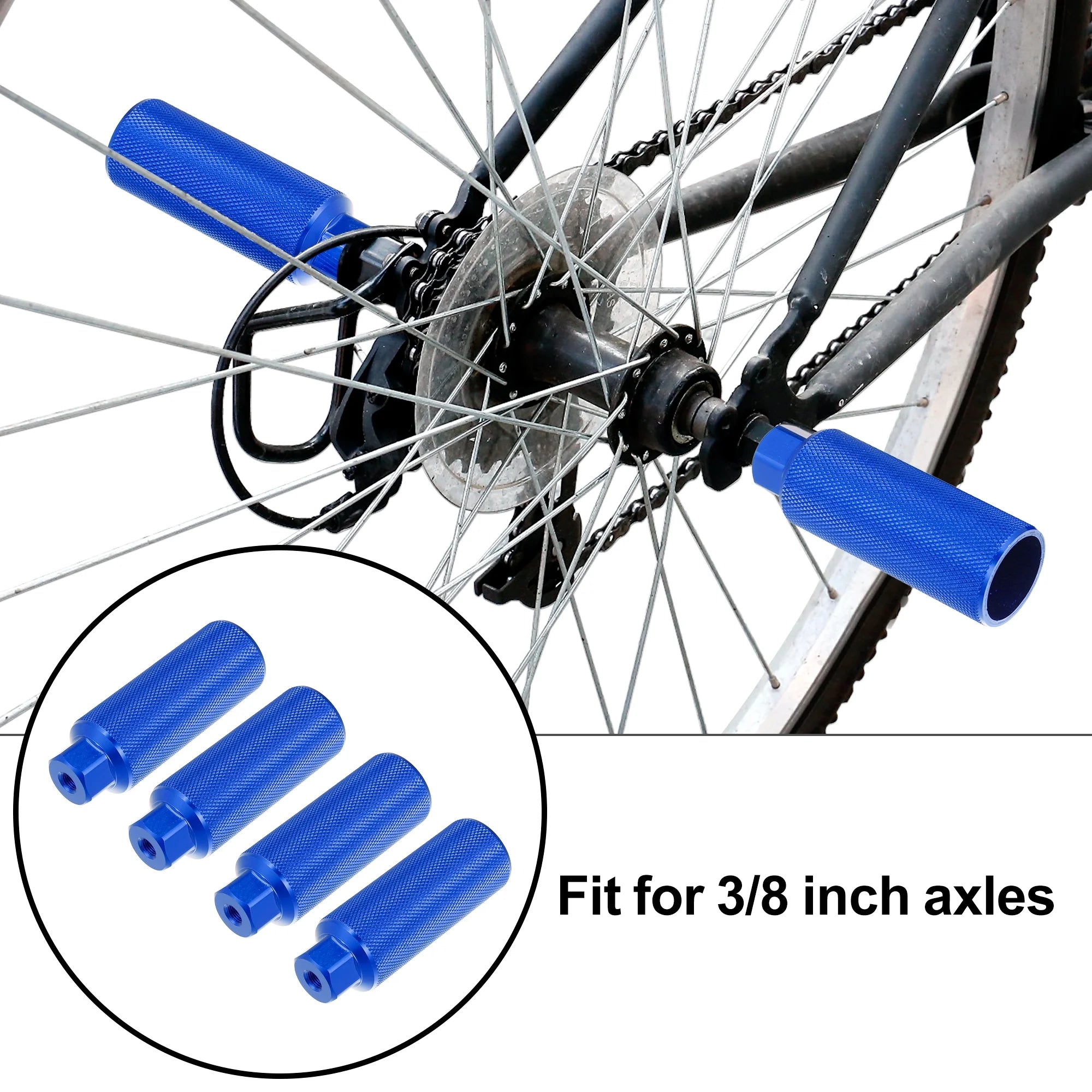 2 Pair Aluminum Alloy Bicycle Footrest Pegs Blue V47980