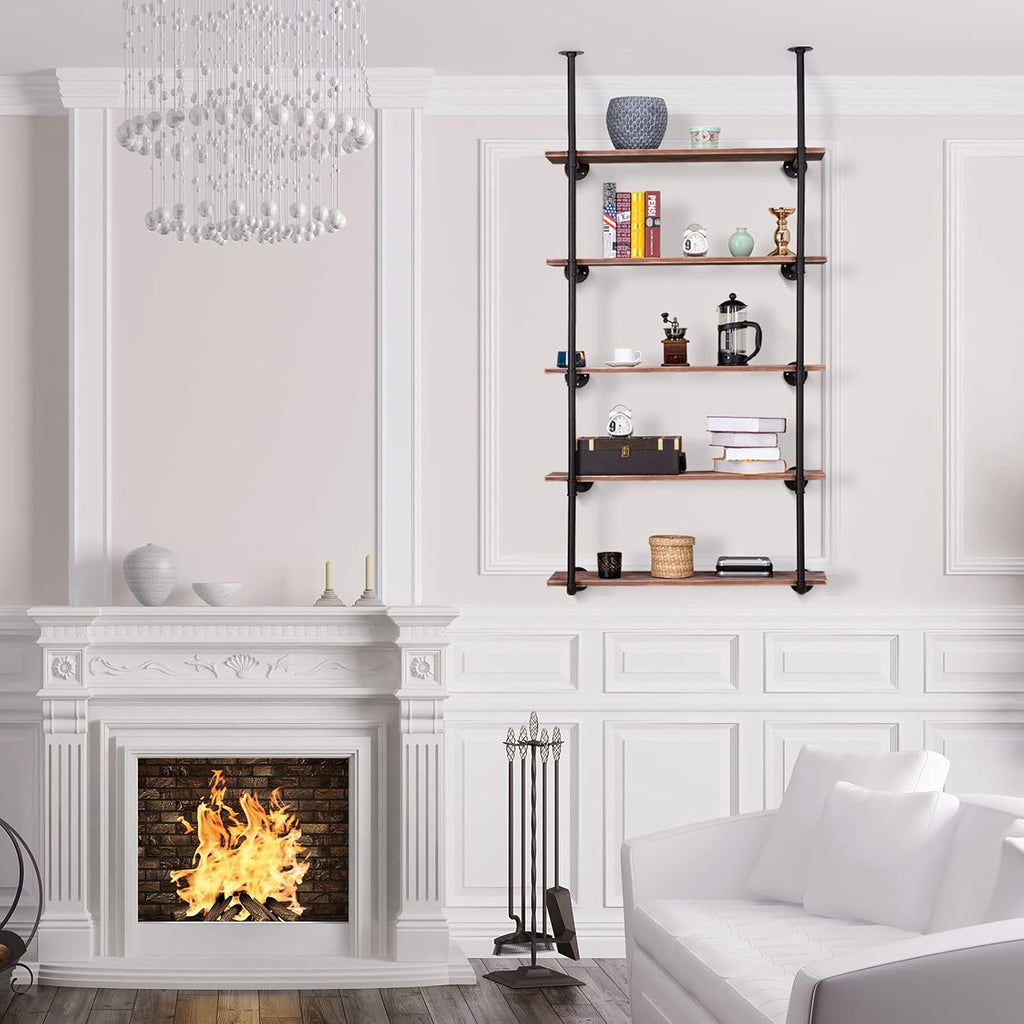 2Pack of 5 Tier Industrial Iron Pipe Shelf Wall Mount S18788