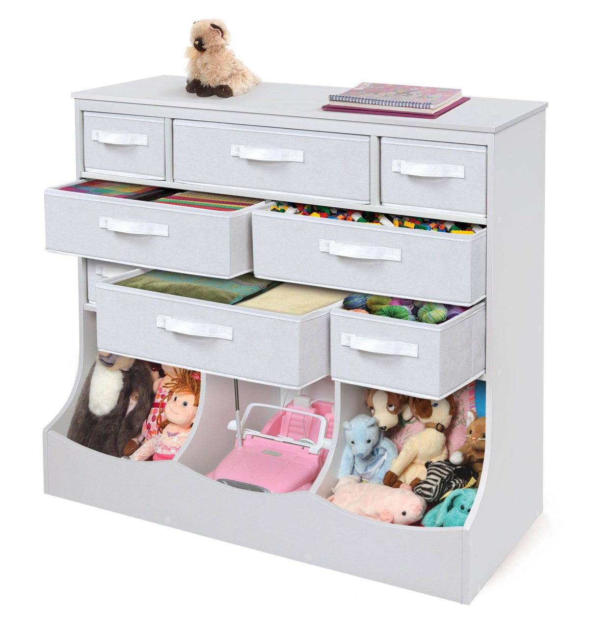 White Storage Station with Eight Baskets and Three Bins M838163