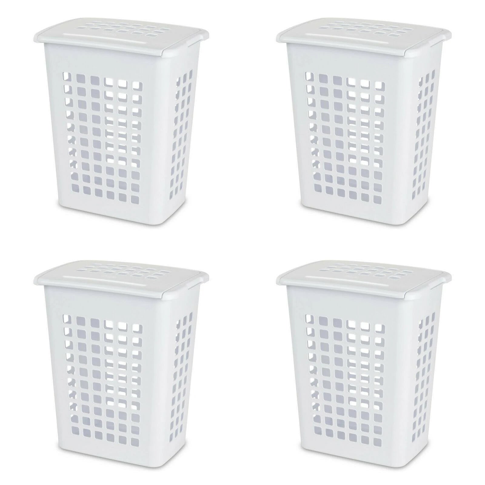 White Rectangular LiftTop Laundry Hamper, Case of 4 B150394