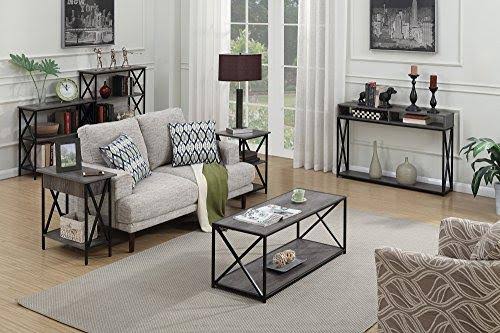 Weathered Gray / Black Metal 5 Tier Corner Bookcase L91340