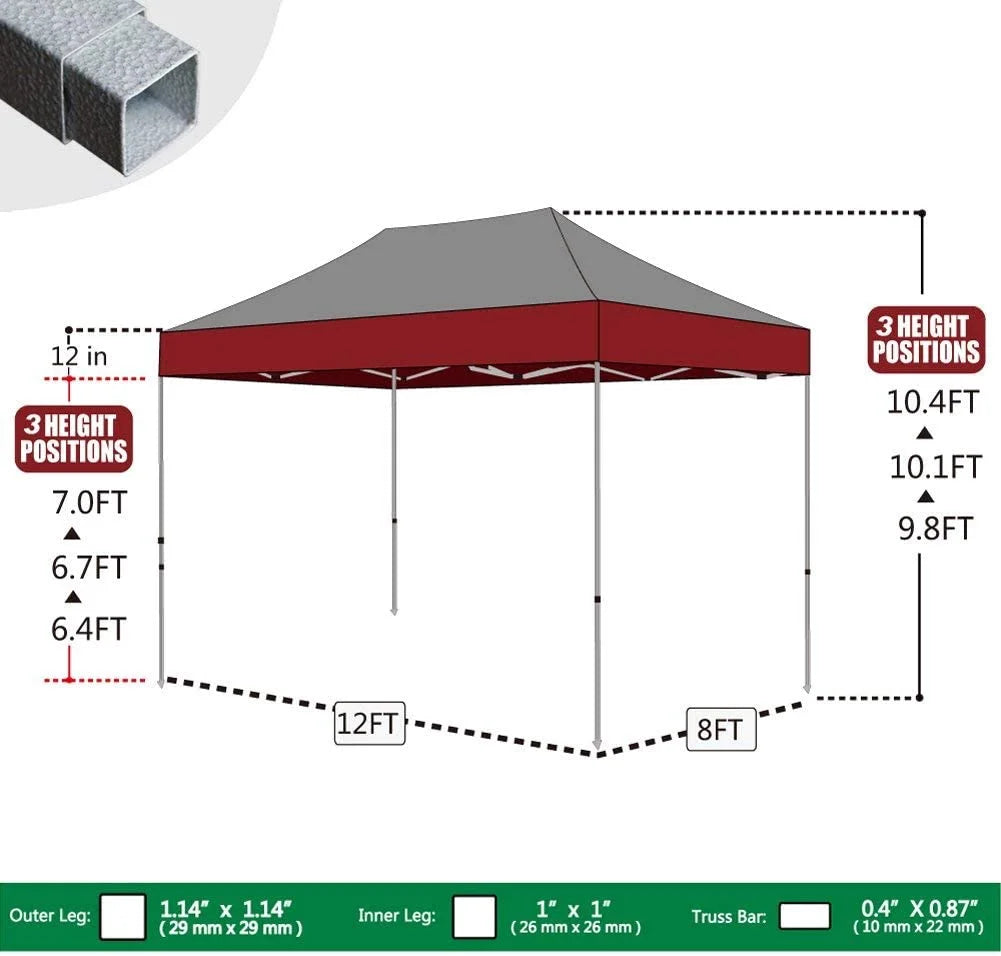 8 x 12 Instant Canopy Tent with Wheeled Storage Bag T827