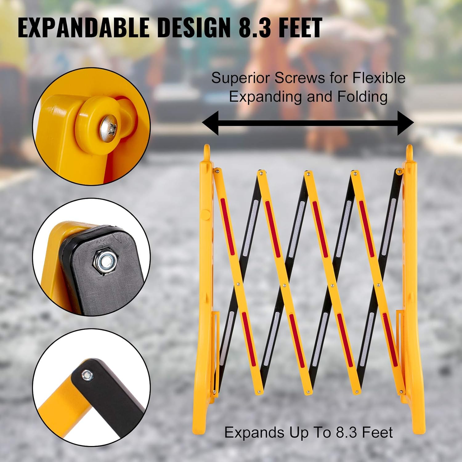 Expandable Plastic Safety Barricade with Reflective Strips 2 Pcs O98949