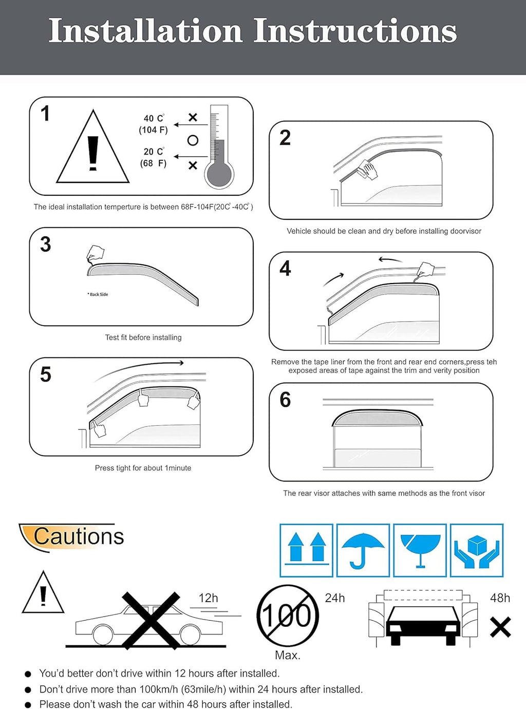 Side Window Visors Rain Guards 4-Piece Set T300572