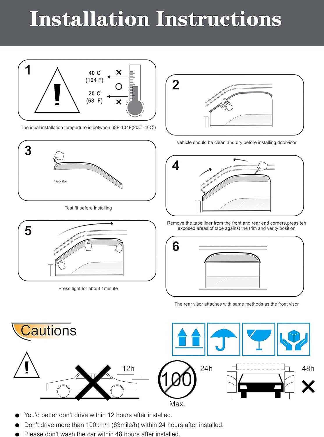 Side Window Visors Rain Guards 4-Piece Set T300572