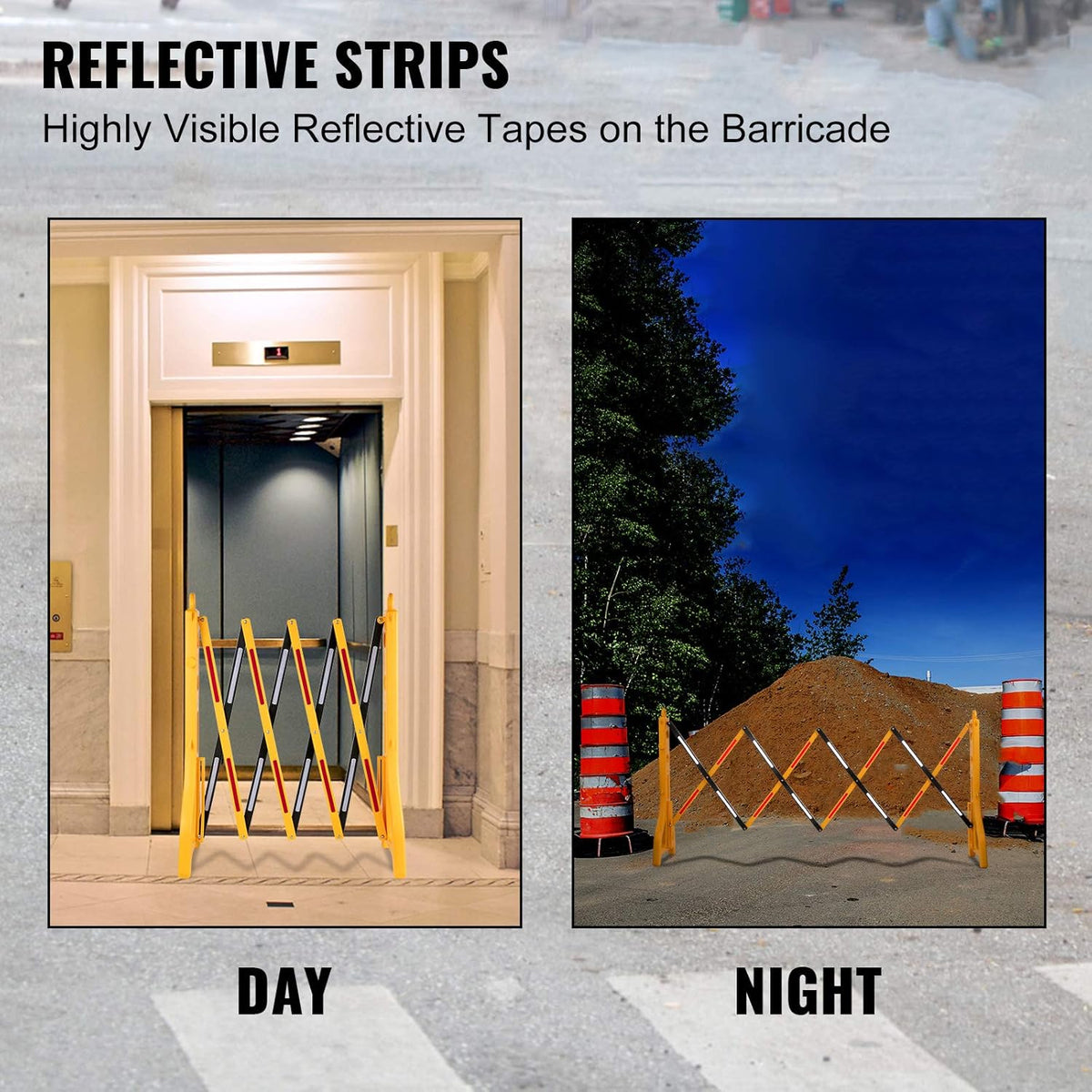 Expandable Plastic Safety Barricade with Reflective Strips 2 Pcs O98949