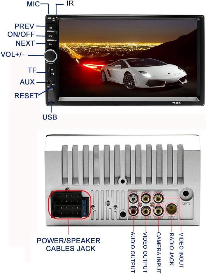 7'' Double Din Car Stereo Bluetooth Radio Receiver Touch Screen MP3/USB/SD FM Audio H6941