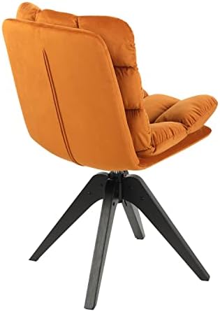 Brown Faux Leather Swivel Armless Desk Chair with Wood Legs F6554