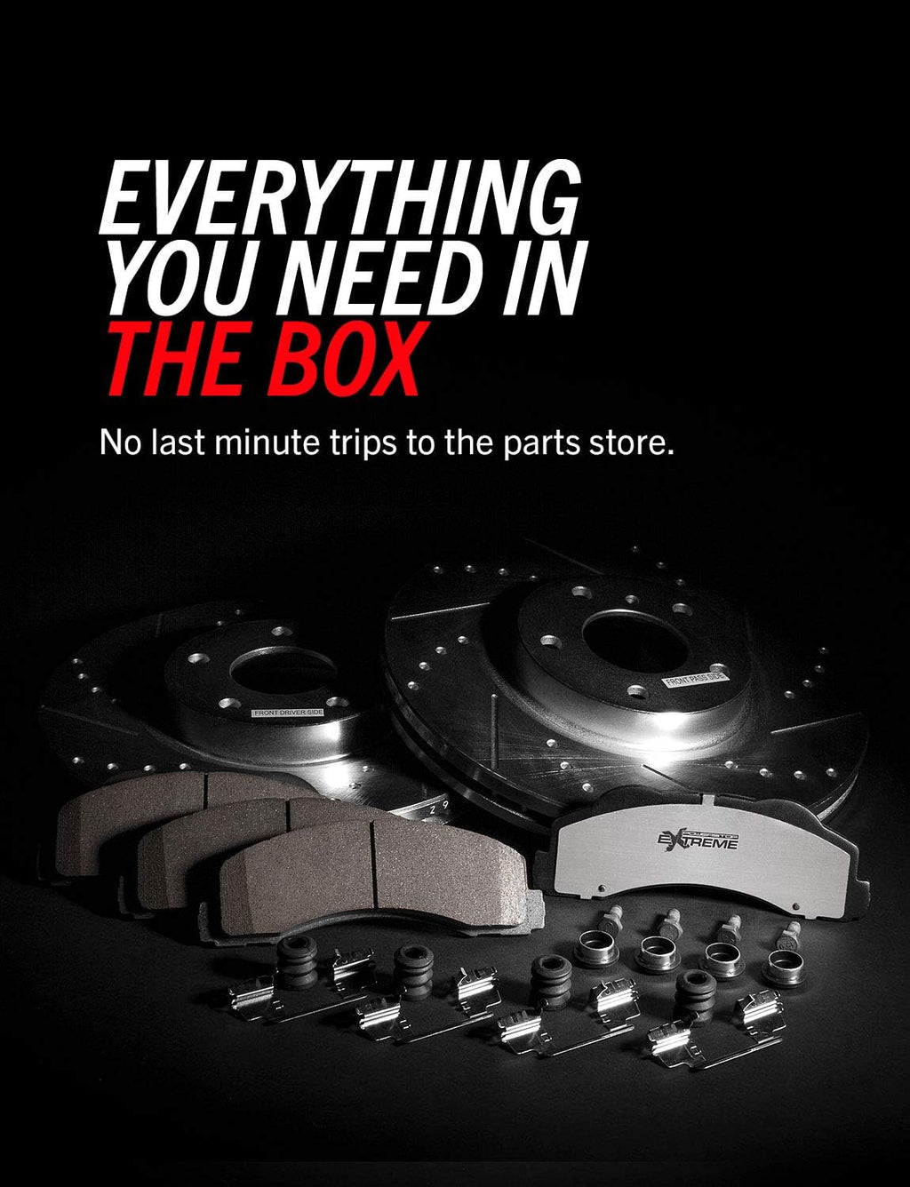 Front and Rear Carbon Fiber Brake Pads with Drilled & Slotted Brake Rotors Kit Q53601