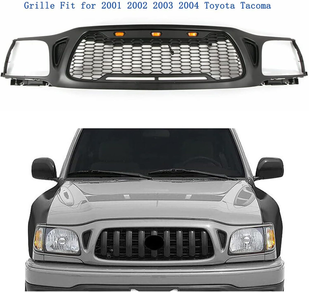 Black LED Front Grille for Tacoma 2001 2002 2003 2004 F66625
