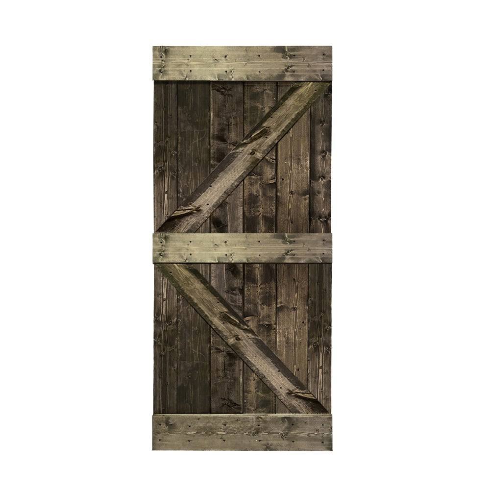 Red Walnut Stained Solid Pine Wood Interior Sliding Barn Door Slab J74890