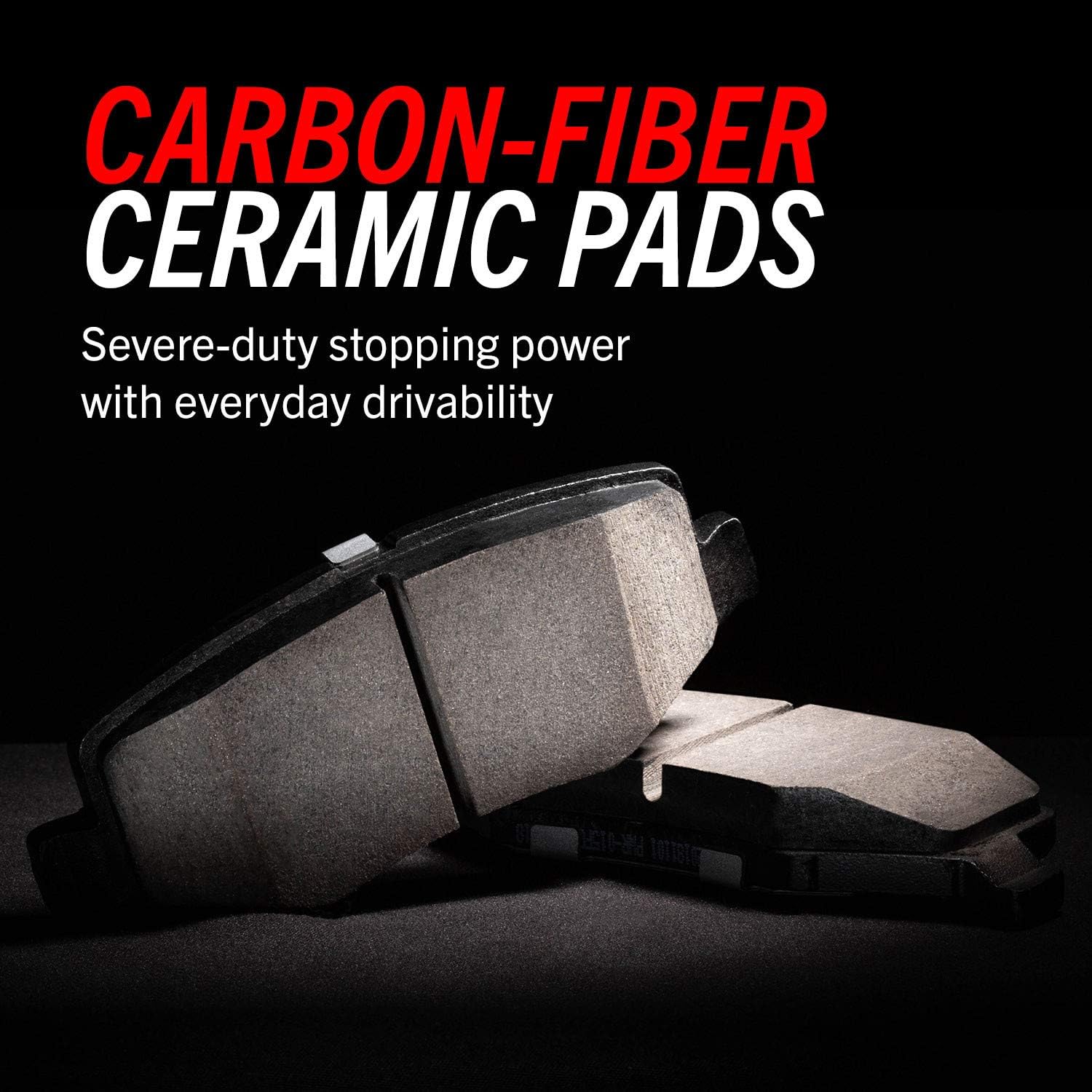 Front and Rear Carbon Fiber Brake Pads with Drilled & Slotted Brake Rotors Kit Q53601