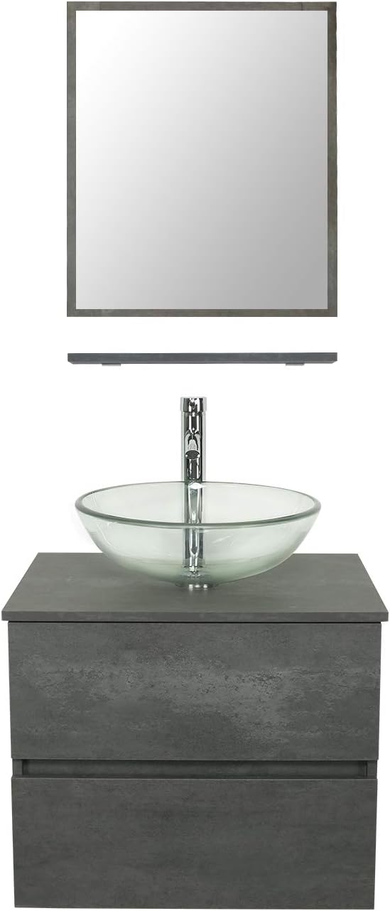 Concrete Grey Wall Mounted Bathroom Vanity F815