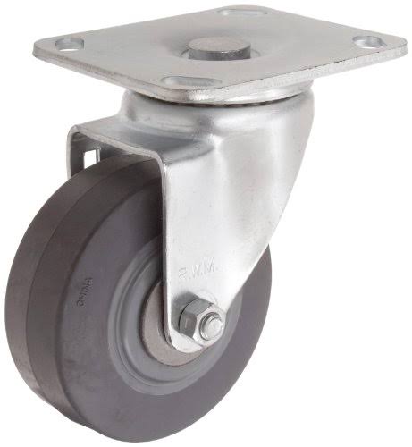 Plate Caster Swivel TPR Rubber Wheel Roller Bearing 325 lbs Capacity X751458