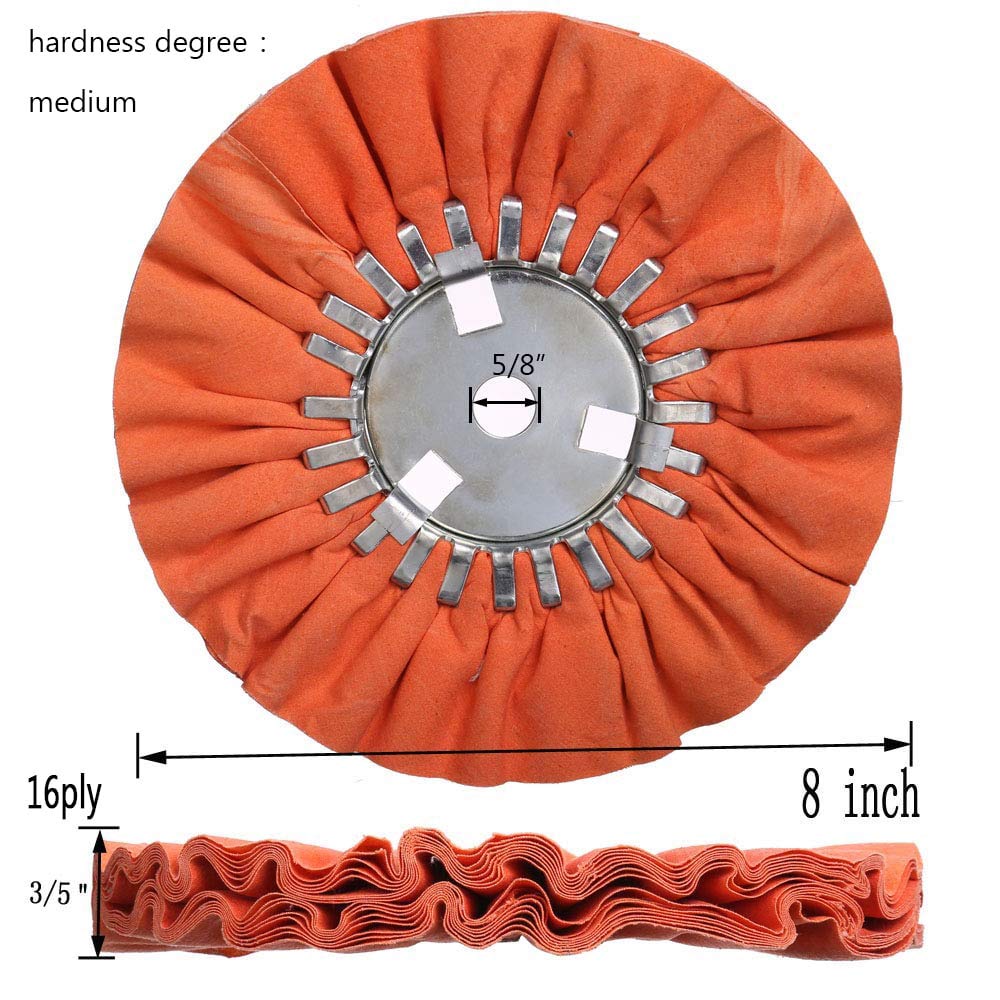 Airway Buffing Wheel Kit 7 PCs, 8" Diameter, 5/8" Arbor Hole, 16 Ply A18780