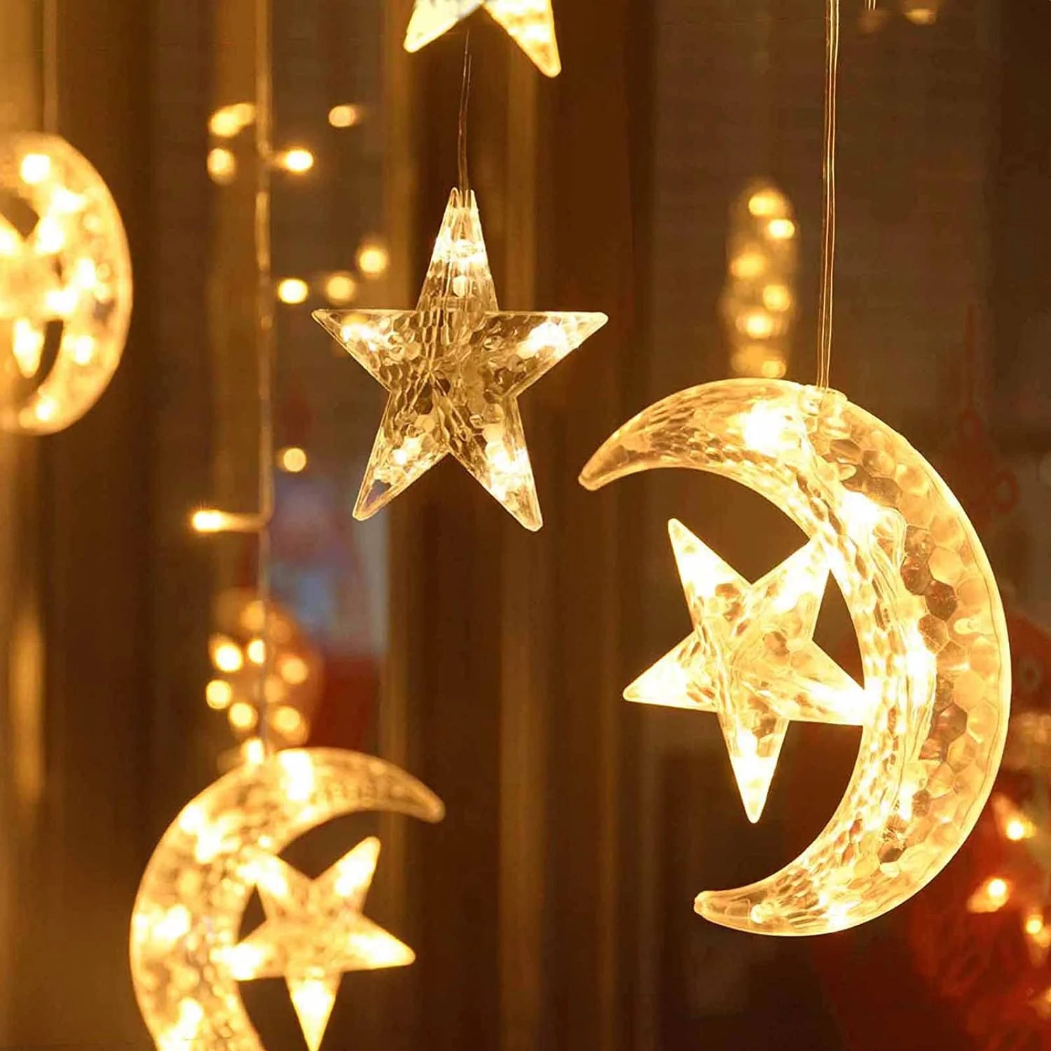 Warm White LED Curtain Lights with Remote Control J348093