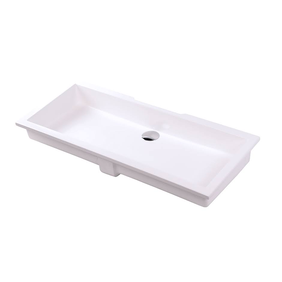 Matte White Rectangular Bathroom Sink with Overflow C2938