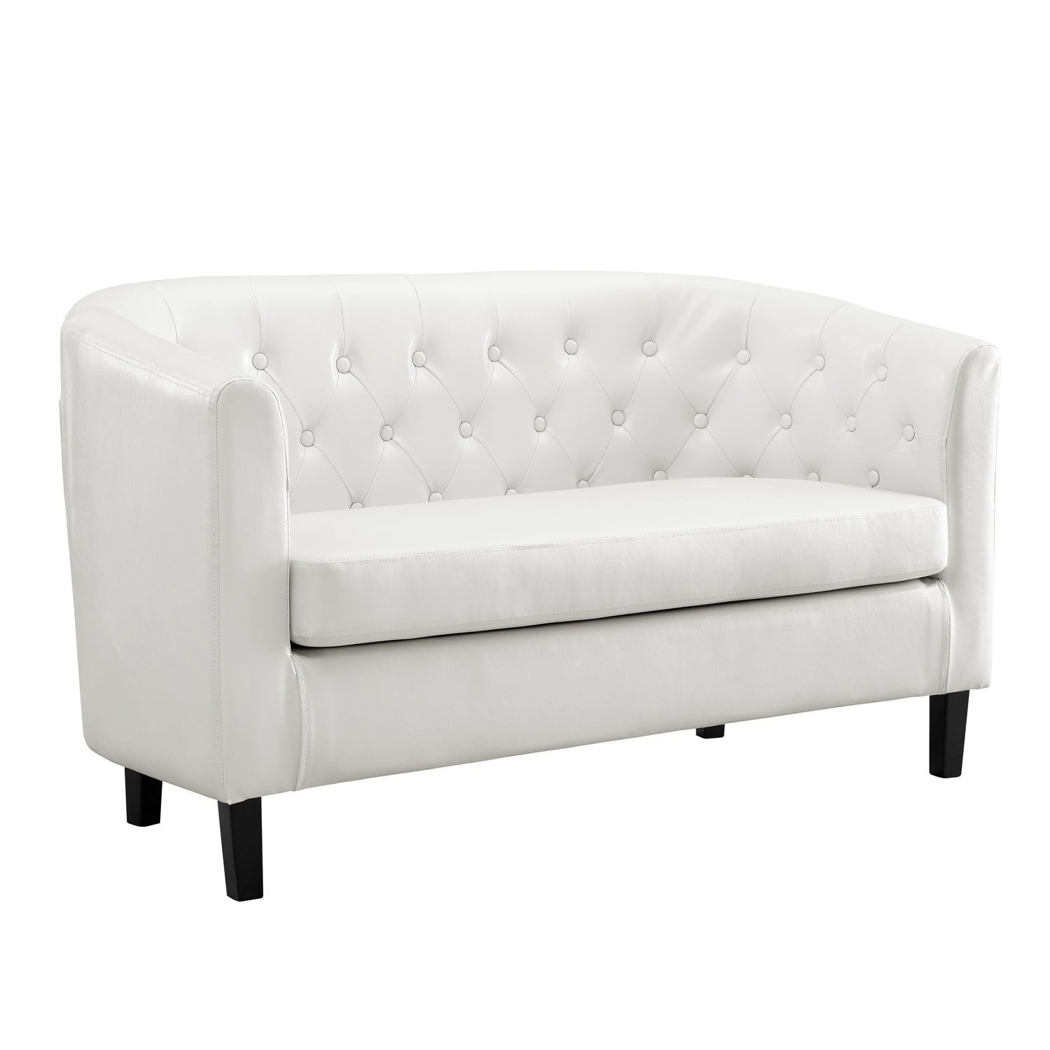 White Faux Leather Barrel Loveseat S209937
