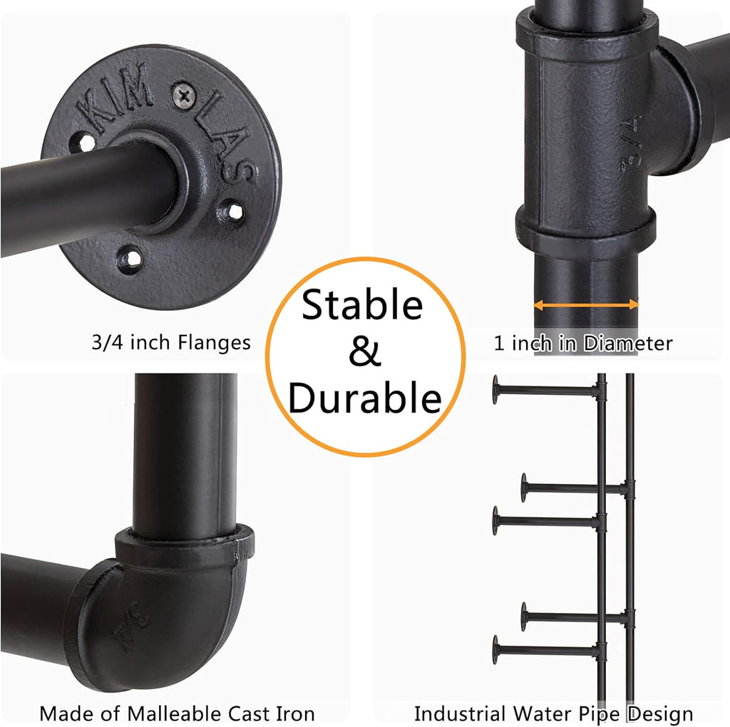 2Pack of 5 Tier Industrial Iron Pipe Shelf Wall Mount S18788
