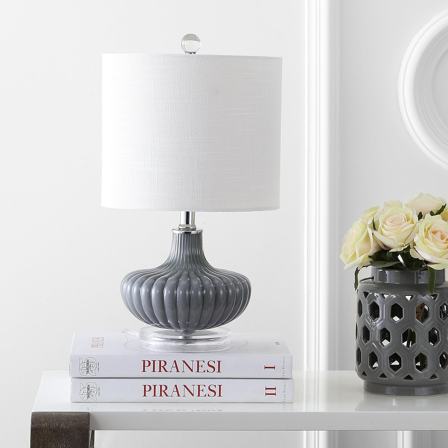 Gray Glass and Lucite LED Table Lamp Z505549